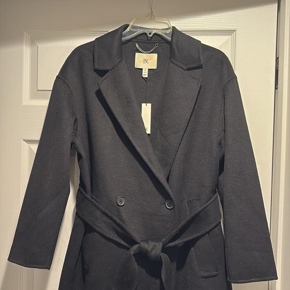 NWT Banana Republic Black Double Faced Wrap Coat Size Small Petite. - Picture 10 of 12